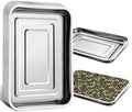 Stainless Metal Trays, Stainless Steel Seed Starter Carry Tray Fit 54 Cell Plug Tray, Nursery Seedling Pots Water Collection Transplantation (11.6 inch×15.2 inch, 1.45" Height, 10-Pack) by RooTrimmer