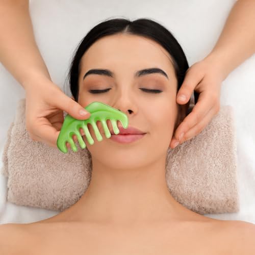 Geiserailie 2 Pcs Jade Combs Gua Sha Stone Scalp Massage Tool - Image 6