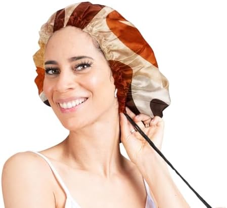 Glow By Daye Satin Bonnet, Double-Layered and Adjustable Satin Sleep Cap, Extra Large, Chocolate City by GlowByDaye