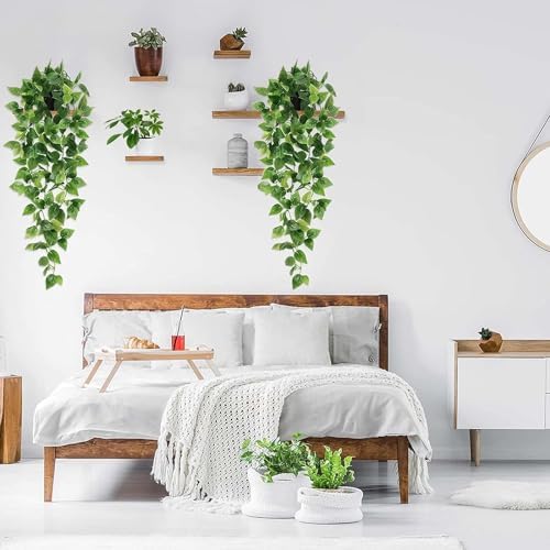 BLEUM CADE Fake Hanging Plants, 8pcs Artificial Pothos Vines Greenery for Wall Home Living Room Office Indoor Outdoor Decor (No Baskets) - Image 3