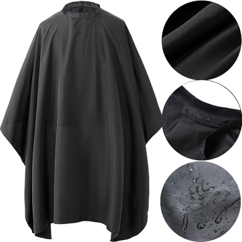 Professional Hair Cutting Cape with Neck Duster Brush, Salon Barber Cape, Hairdressing Accessories Black - Image 3