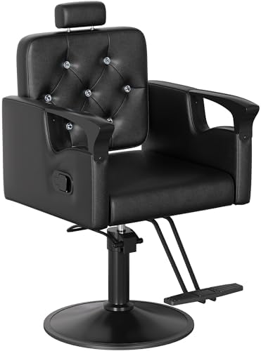 Barber Chair for Hair Stylists, Hydraulic Styling Chair with Heavy Duty Pump, 360° Swivel Barber Chairs with Reclining, Adjustable Headrest, Beauty Salon Equipment, 330 Lbs by Unknown