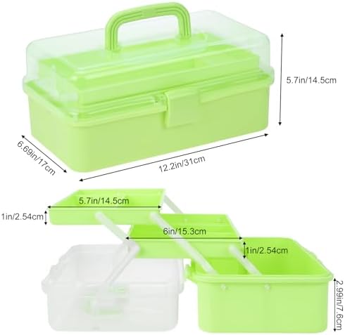 Tackle Box, 3-Layer Craft Sewing Medicine Art Hair Tool Organizer Green - Image 2