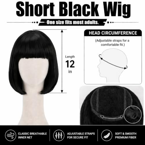 Short Black Bob Inward Curl Wig with Bangs for Women - Image 5