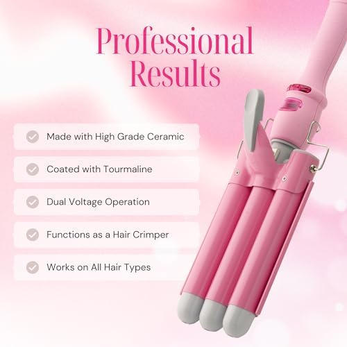 Alure Three Barrel Curling Iron Wand, 1 Inch Ceramic Tourmaline Hair Waver - Image 3