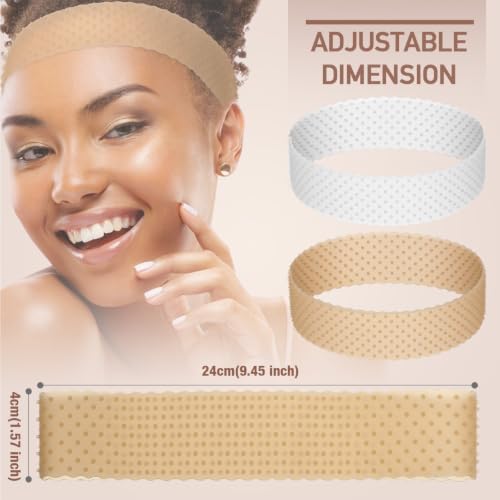 WILLBOND 2 Pcs Silicone Wig Grip Band, Light Brown, Translucent White, L - Image 3