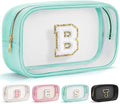 YOOLIFE Initial Make Up Bag Travel Toiletry Bag, Clear Makeup Bag Preppy Cosmetic Bags Organizer Travel Essentials Gifts for Women Teen Girlfriend Teacher Mom Birthday Mothers Day Gifts Blue B by YOOLIFE