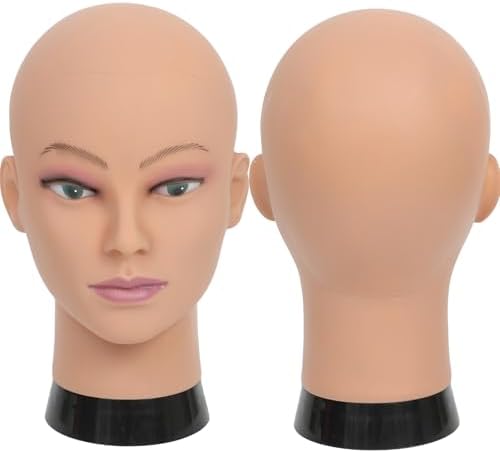 Mannequin Head Bald Female Cosmetology Manikin Head for Wigs Making Wig Display Hat Display Glasses Display Hairdressing Training Head Doll Head with Clamp by RuiSiMeiABrandYouCanTrust