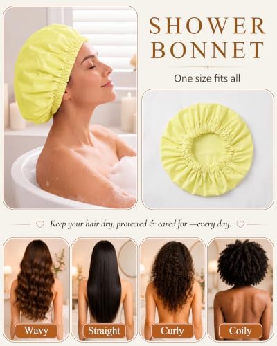 Edoneery Shower Caps for Women Reusable Waterproof, Shower Hair Cap - Image 5