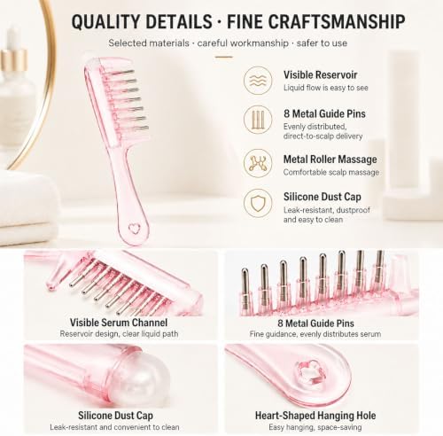 Hair Oil Applicator Comb, Hair Scalp Massaging Brush, # D - Image 6