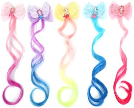 5- Colored Hair Clips For Girls Hair Extensions For Kids Glitter Cute Unicorn Bows For Toddler Kids Hair Accessories For Little Girls Ponytails Accessories (Pretty clips 5pcs) by JIUSERLU