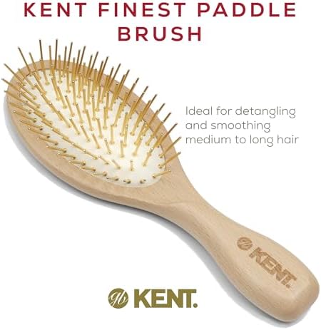 Kent ZZ Gold Plated Pin Rubber Cushion Detangler Brush for Detangling and Smoothing, Limited Edition Oval Paddle Hair Brush for Medium to Long Hair - Image 3