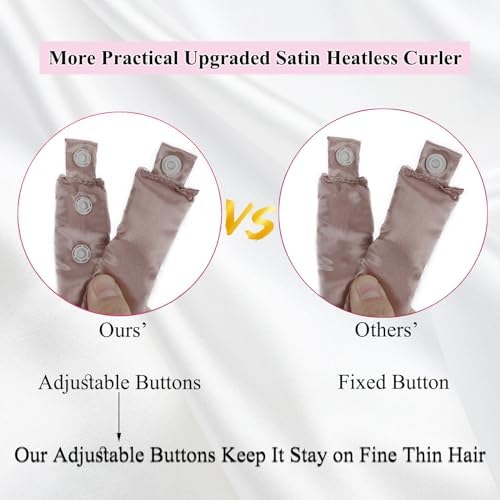 3 Sets Satin Heatless Curling Set Overnight Curls Blowout Rods Soft Hair Curlers to Sleep in Bun Bons Heatless Curls with Bonnet Cap No Heat Headband Silk Roller Wrapper Brown - Image 3