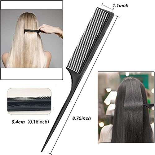 Professional Black Carbon Fiber Teasing Comb, Fine and Wide Tooth Hair Barber Comb For All Hair Types - Image 3