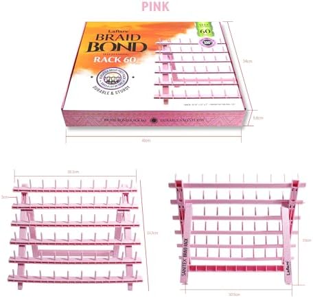 Laflare Braid Rack 60 Spools, PP Braiding Hair Stand, Thread Rack, Sewing Organizer, Quilting, Embroidery - Versatile Extension Holder (Pink) - Image 2