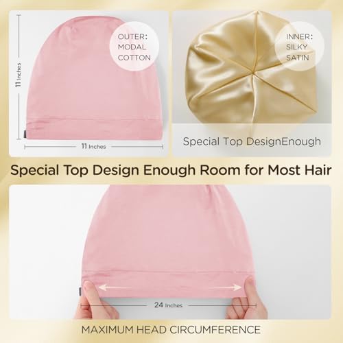 2Pcs Satin Lined Bonnet for Sleeping for Women Men - Image 4