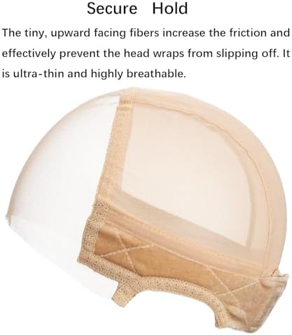 Lace Wig Caps for Women Blonde Wig Caps with Grip Band for Keeping Wigs in Place 9x6 Glueless Wig Grip Cap with Transparent Lace Caps Non-Slip Adjustable Elastic Headband (Beige) - Image 3