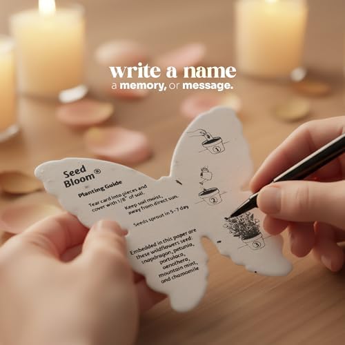 48 Black & White Butterfly Plantable Memorial Gift Tags - Image 4