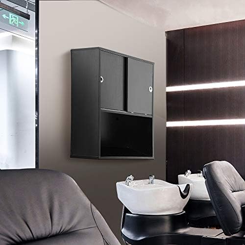 BarberPub Wall Mounted Storage Cabinet for Salon 7136 (Black) - Image 2