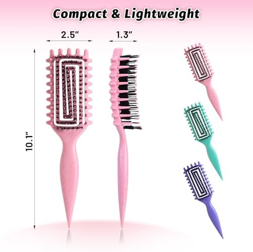 Curly Hair Brush Pink, Vented Curl Defining Brush for Effortlessly Detangling Shaping and Styling Women's Men's Curls on All Wet or Dry Hair Types, Reduces Frizz - Image 6