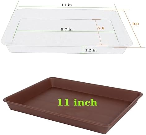 VUWEZ Rectangle Plant Tray, Plant Drip Tray, Plant Pot Saucers, Plant Germination Trays, Plant Saucers, 11'' x 9'' x 1.2'' (2 pack), Chocolate - Image 2
