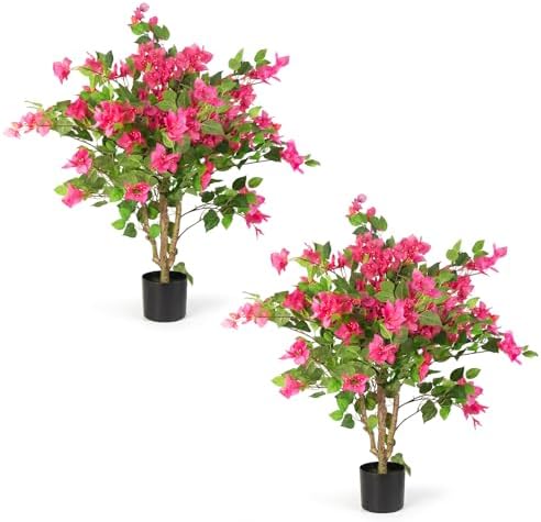 3FT Artificial Bougainvillea Tree, Faux Bougainvillea for Indoor Outdoor Decor, Lifelike Bougainvillea Artificial Flowers Plant for Outdoors, Front Porch, Entryway, Office & Living Room by UFEH