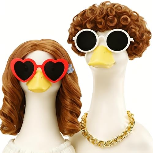 Halloween 80s 90s Retro Porch Goose Wig with Sunglasses, Hair Clips by ZYIDBNG