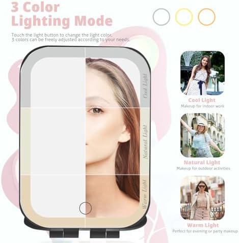 Travel Makeup Mirror, Portable Rechargeable Mirror with Lights - Image 2