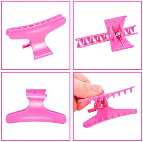 Ondder Hot Pink Hair Clips for Styling Sectioning Butterfly Pro Hair Claws Clamps Clips for Cutting, Styling, Sectioning, Coloring Hair Styling Claw Clips Hair Accessories - Image 4