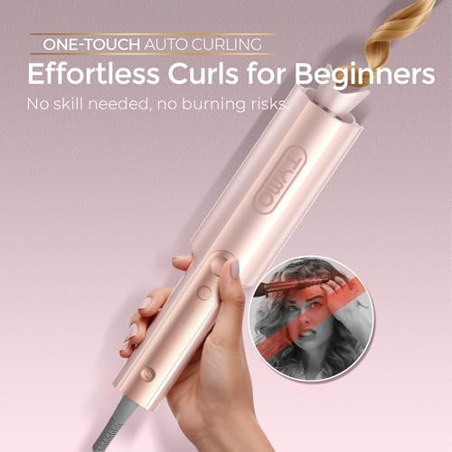 TYMO CurlPro Plus Automatic Rotating Curling Iron - Upgraded Long Barrel Curling Wand for Long Hair, Ceramic Hair Curler for Women, Anti-Scald, Tangle-Free, 600M Ionic, Dual Voltage,Gold Blush, 1 Inch - Image 2