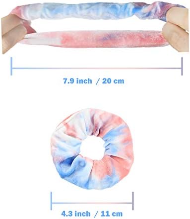 IVARYSS Scrunchies for Girls, 12 Pcs Tie Dye Velvet Scrunchies for Hair, Soft Rainbow Ponytail Holder, Cute Candy Colors Elastic Hair Bands for Teens and Women - Image 3