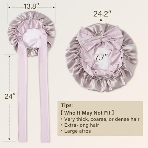 ZIMASILK 100% Mulberry Silk Bonnet for Sleeping Women Long Hair, Purple - Image 5