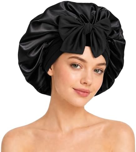Silk Bonnet for Sleeping Satin Hair Bonnet Double Layer Adjustable Sleep Cap with Elastic Tie Band by BESTCHOICEFORYOU%EF%BC%81