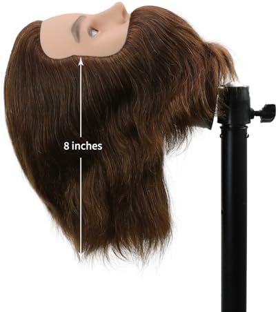 Male Mannequin Head,Training Head with 100% Human Hair 12inch Barber Mannequin Head Male Mannequin Head With Beard for Hair Styling, Practicing Cut Styling（Dark Brown） - Image 5