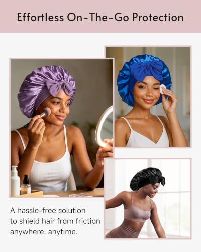 Yanideer 3 pcs Adjustable Satin Bonnets for Sleeping Double Layer Satin Lined Hair Bonnet with Tie Band for Women Curly Hair - Image 6