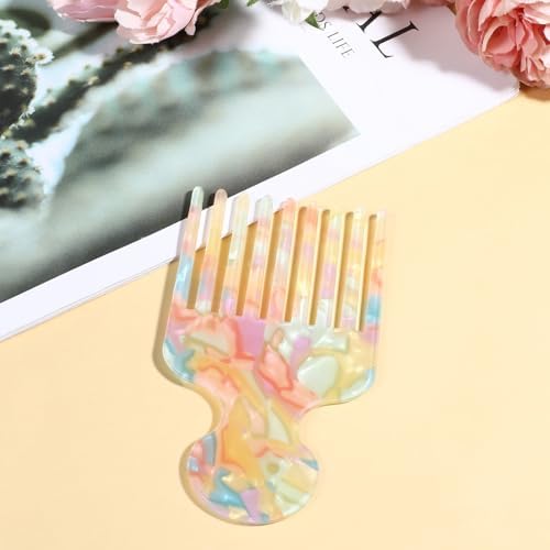 Hair Picks for Women Curly Hair Pick Comb, Wide Tooth Pick Comb for Curls, Long Tooth Hairs Combs, Detangling Lifting Combs, Hairs Styling Tool, 4.8 Inches, Pink, Plastic - Image 4