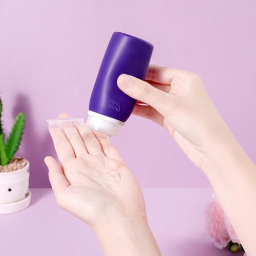 Muslish 21 Pack Travel Bottles for Toiletries, Leak-Proof TSA Compliant Silicone Travel Size Containers for Shampoo and Conditioner, BPA Free with Toiletry Bag (Purple) - Image 3