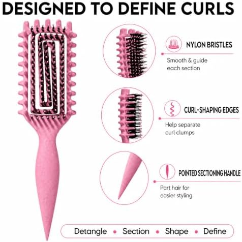 Curly Hair Brush Candybrush Curl Defining Brush for Detangling Shaping and Defining Curls for Women, Men, Wet & Dry Hair (Pink) - Image 2