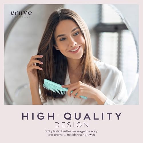 Crave Naturals Detangling Hair Brush - Lightweight Vented Cushion Curly hair brush with Gentle Bristles for Wet and Dry Hair - detangling brush for All Hair Types - Turquoise - Image 2