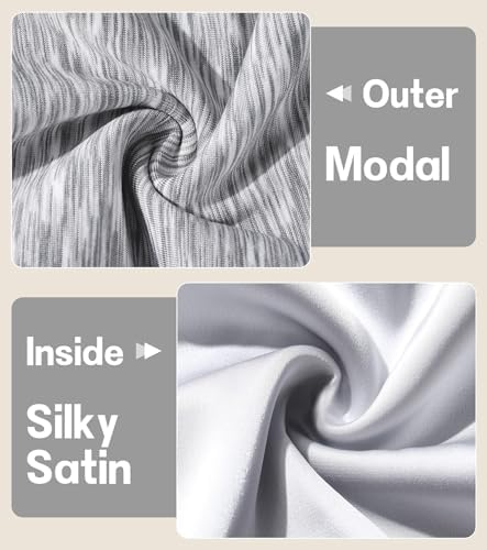 SECZIPE 2 Pcs Silk Satin Sleep Bonnet Hair Wrap, Shower Cap Men Women, Gray - Image 3