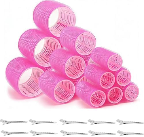 18 Pcs Velcro Hair Rollers, Self Adhesive Hair Rollers for Women with 3 Sizes (6 Large, 6 Medium, 6 Small) with 10 Metal Hair Clips, Volume Curling Tools for Long Medium Short Hair by Unknown