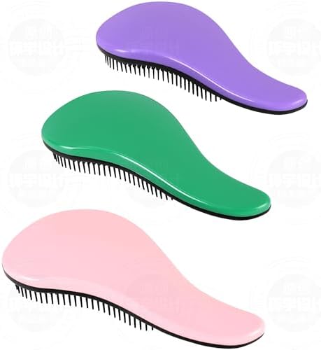 79STYLE 3pcs Detangler Brush Tangle Free Hair Brushes For Kids Knot Free No Pain Detangling Kids Hair Brush Combs For Curly Fine Hair (Size 7.4 Inch -Purple) by 79style