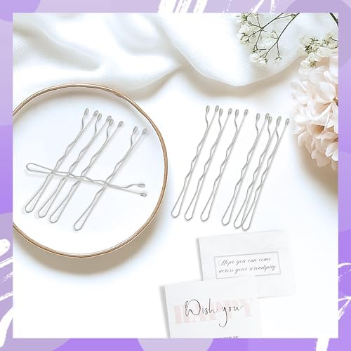 2 Inch Silver Grey Hair Bobby Pins Metal Clips Twisted Spiral Curved Ball Tips Non-slip Decorative Long Short Women Girls Nickel Free Hairdressing Wedding Accessories with Case 100 PCS - Image 4