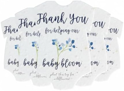 5 Blue Onesie-Shaped Gift Wrap Tags with Wildflower Seeds by SeedBloom