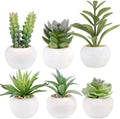 GREENTIME 6 Pcs Artificial Succulents in Ceramic Pots Small Fake Plants by Greentime