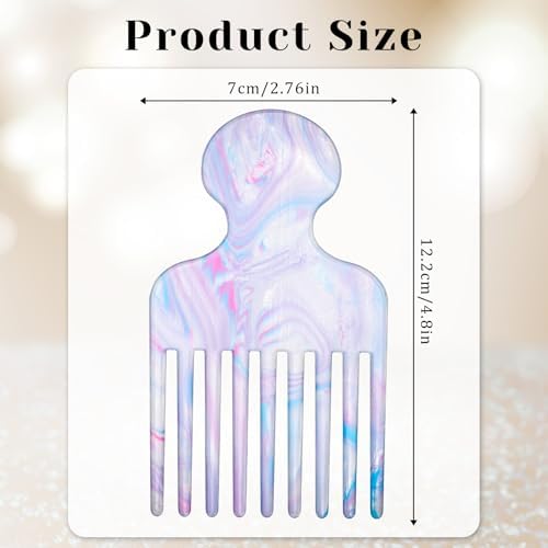 Hair Picks for Curly Wide Tooth Comb for Curls Hair Picks Comb for Women Purple Blue Hairs Pick for Separating Curl Lifting Pick Removes Tangled Hairs, Blue - Image 3