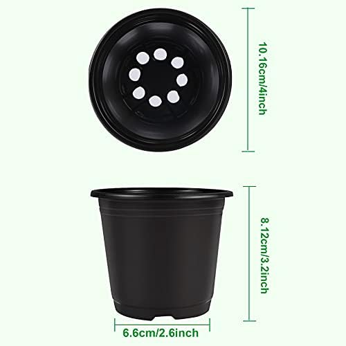 Augshy Nursery Pots, 110 Pcs Black Plastic Plant Pots 4 Inches Seed Starting Pots Containers with 110 Labels - Image 2