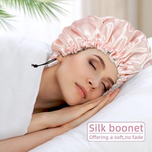 Edoneery Satin Bonnet for Sleeping Women, Double Layer Adjustable Sleep Cap - Image 3