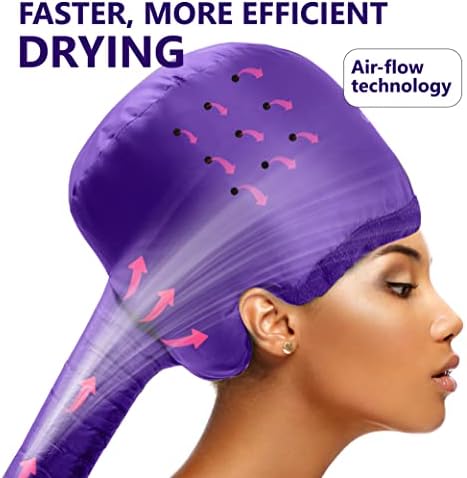 Bonnet Hair Dryer w/A Headband Integrated that Reduces Heat Around Ears & Neck - Hair Dryer Diffuser Cap for Hair Dryer Curly Hair, Speeds Up Drying Time, Deep Conditioning at Home - Set of 2 - Image 3