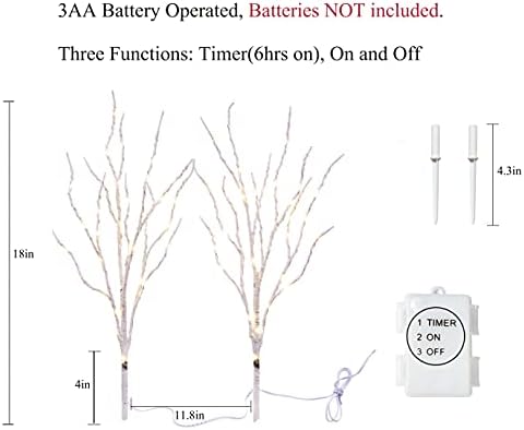 Birchlitland Lighted Birch Branches with Timer Battery Operated 18IN 70L Warm White LED Fairy Lights, Artificial Decorative Branch Lights for Home and Holiday Decoration Indoor Outdoor - Image 4